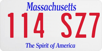 MA license plate 114SZ7