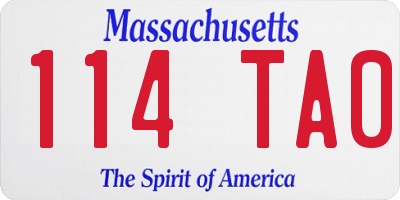 MA license plate 114TA0
