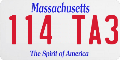 MA license plate 114TA3