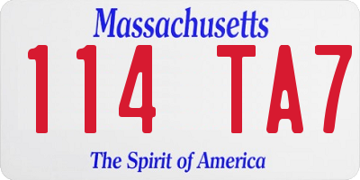 MA license plate 114TA7