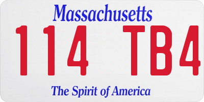 MA license plate 114TB4