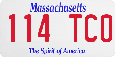 MA license plate 114TC0