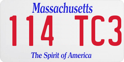 MA license plate 114TC3
