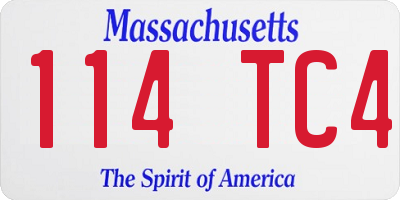 MA license plate 114TC4