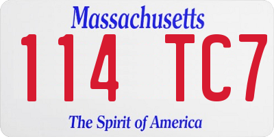 MA license plate 114TC7
