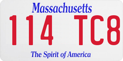 MA license plate 114TC8