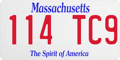 MA license plate 114TC9