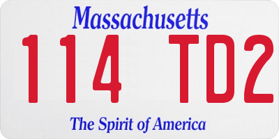 MA license plate 114TD2