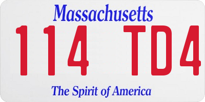 MA license plate 114TD4