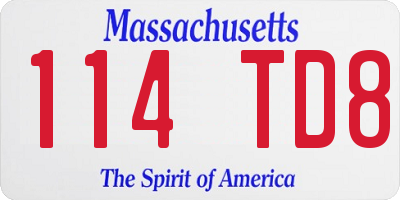 MA license plate 114TD8