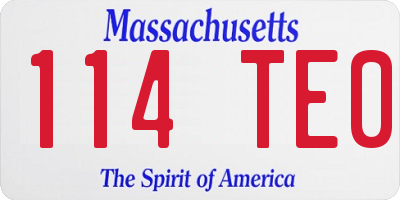MA license plate 114TE0