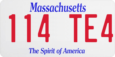 MA license plate 114TE4