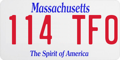 MA license plate 114TF0