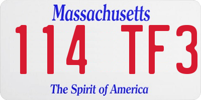 MA license plate 114TF3