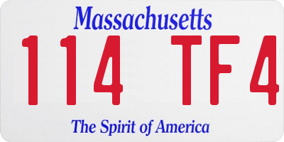 MA license plate 114TF4