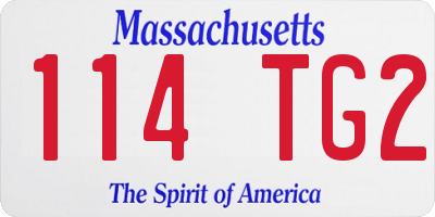 MA license plate 114TG2