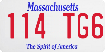MA license plate 114TG6