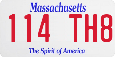 MA license plate 114TH8