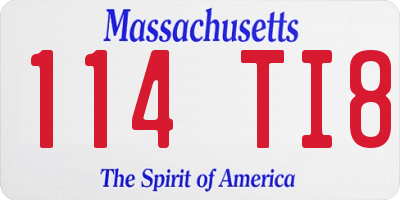 MA license plate 114TI8