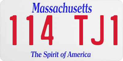MA license plate 114TJ1