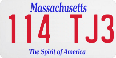MA license plate 114TJ3