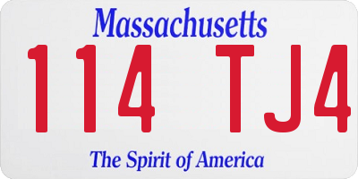 MA license plate 114TJ4