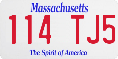 MA license plate 114TJ5