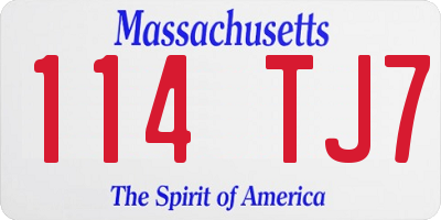 MA license plate 114TJ7