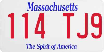 MA license plate 114TJ9