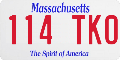 MA license plate 114TK0