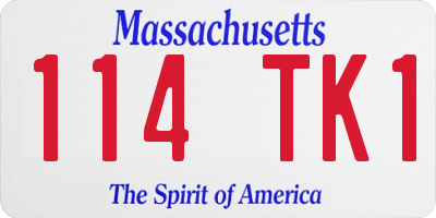 MA license plate 114TK1