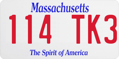 MA license plate 114TK3