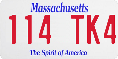 MA license plate 114TK4