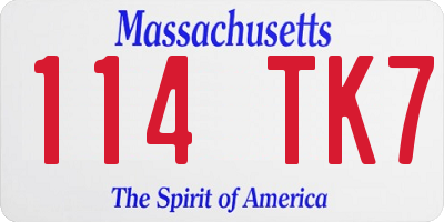 MA license plate 114TK7