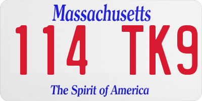 MA license plate 114TK9
