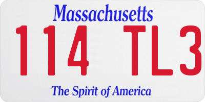 MA license plate 114TL3