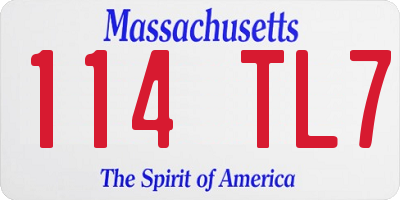 MA license plate 114TL7