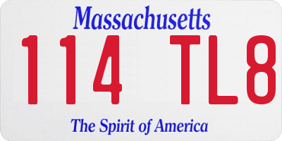 MA license plate 114TL8