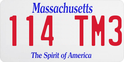 MA license plate 114TM3