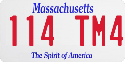 MA license plate 114TM4