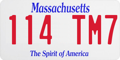 MA license plate 114TM7