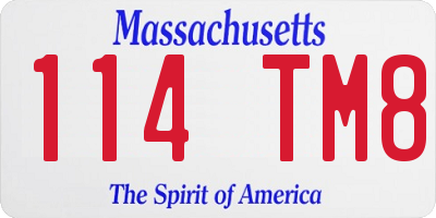 MA license plate 114TM8