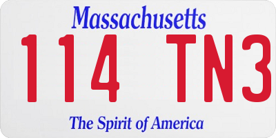 MA license plate 114TN3