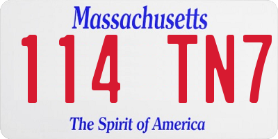 MA license plate 114TN7