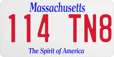 MA license plate 114TN8