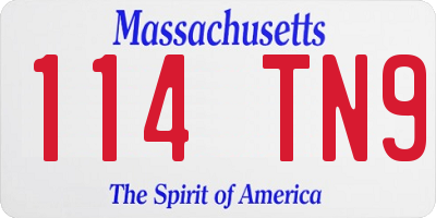 MA license plate 114TN9