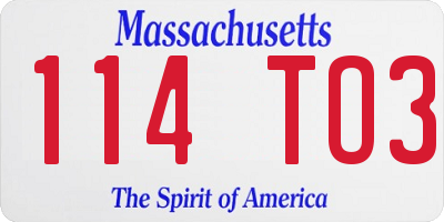 MA license plate 114TO3
