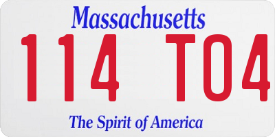 MA license plate 114TO4