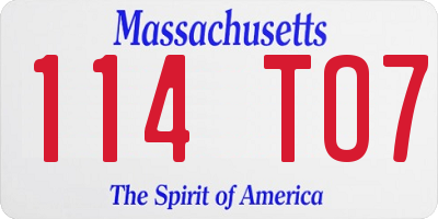 MA license plate 114TO7