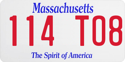MA license plate 114TO8